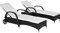 Outsunny Set da Giardino con 2 Lettini Prendisole con Schienale Reclinabile e Tavolino Basso in Rattan PE e Poliestere, Nero