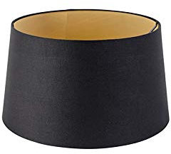 QAZQA Modern Baumwolle Baumwolllampenschirm schwarz 35I30I20 mit Gold I Messingenem Interieur,