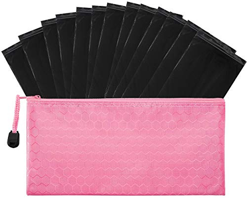 Trail Essentials Feminine Personal Disposal Bags- 100 Black Opaque Bags for Sanitary Disposal, with Purse Pouch. Discreet Disposal for Tampons, Pads, and Liners (Pink)