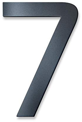 Metzler Hausnummer in Anthrazit RAL 7016 - Feinstruktur Pulverbeschichtet in Anthrazitgrau - inkl. Befestigungsmaterial – massiver Stahl - Schrift Bauhaus - Höhe 20 cm - Ziffer 7