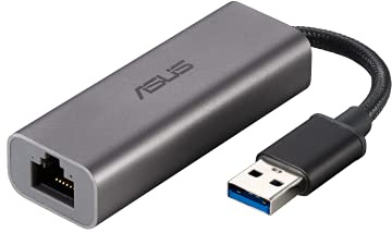 ASUS Adaptador USB Ethernet de 2.5 G (USB-C2500) Conexión de Red LAN con Cable para Mac OS, Linux, Windows, Compatible con Versiones anteriores en 2.5G, 1G, 100Mbps, Ideal para Juegos