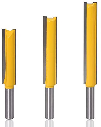 Mesee 3 Stück 8 mm Schaft Gerade Router Bits, Nutfräser Holzfräser, Fräser Schneidmesser, Oberfräsen-Bits Set Extra Lange Fräser Holzbearbeitung Cutter Set Langes Messer