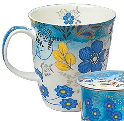 TeaLogic - White Cherry Teebecher Tasse Nicole - Becher Teetasse mit Blumen Motiv - Fine Bone China (300ml)