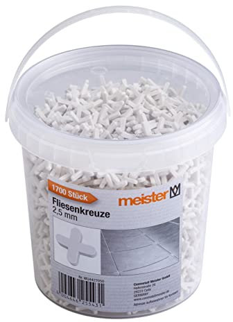 Meister Fliesenkreuze 2,5 mm - Praktisches Set mit 1700 Stück - Aus robustem Polypropylen - weiß / Fliesenzubehör / Fliesenverlegehilfe / Fugenkreuze / 4427050
