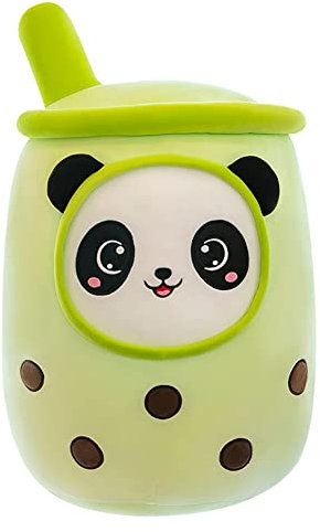 Uposao Bubble Tea Plüschtier Kuscheltier, 35CM Cartoon Plüsch Puppen Lustiges Plüschkissen Milchtee Softpuppe Teetasse Kissen Umarmungskissen Kissen Kinderspielzeug für Geburtstag,Grün
