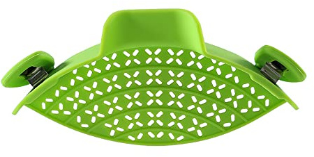 FUYTERY Colino per pasta in silicone resistente al calore Clip su pentole Strumento da cucina (Verde)