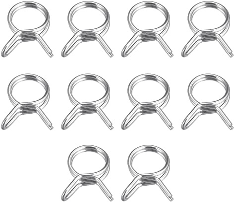sourcing map Double Wire Spring Hose Clamp, 50pcs 304 Stainless Steel 8mm Inner Dia Fit 8.8mm-9.5mm OD Hose Fuel Line Silicone Tube Spring Clips