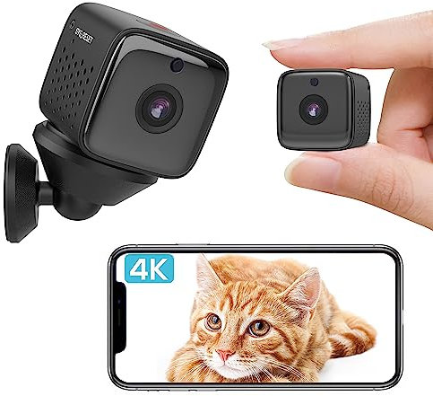 CUSFLYX [Neu] 4K Mini WiFi Kamera | Baby Haustier Überwachungskameras | 1000 Mah Eingebauter Akku | Auto Nachtsicht | Bewegungserkennung Alarmmeldung | Cloud/TF | App-Wiedergabeprüfung | Nur 2.4G