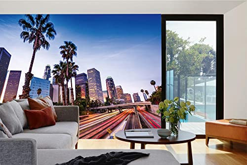 Vlies Fototapete LANDSCHAFT IM STADTZENTRUM VON LOS ANGELES 375 x 250 cm (inkl. Kleister) - Vlies Tapete, Wandtapete, Wandbilder - Tapete für Wohnzimmer Schlafzimmer, Büro, Küche - Montagefertig