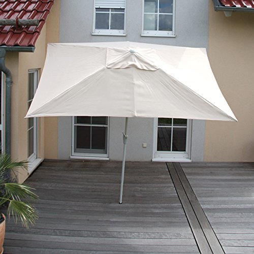 Mendler Sonnenschirm N23, Gartenschirm, 2x3m rechteckig neigbar, Polyester/Alu 4,5kg UV-Schutz 50+