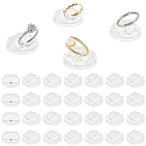 AHANDMAKER 30 Stück Acryl-Ring-Display-Halter, transparente Ring-Vitrinen-Display-Ringblöcke für den Verkauf von Schmuckaufbewahrung, Organizer für Hochzeitsringe, Display, Foto-Requisite, rund