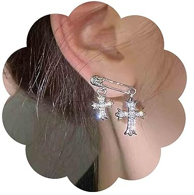 Inateannal Vintage Kristall Kreuz Tropfen Ohrringe Strass Kreuz Ohrstecker Ohrringe Silber Büroklammer Ohrringe Funkelnde Cz Kruzifix Ohrringe Schmuck Für Frauen Und Mädchen