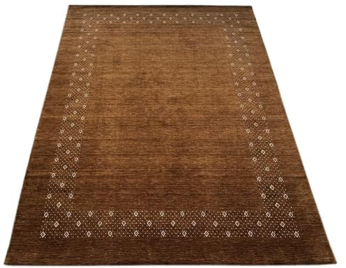 Braun Gabbeh Teppich Uni 100% Wolle Orientteppich Handgewebt Loom Brücke AN3 (Maße:250X300 cm; Design:Muster;)