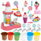 OTONOPI Dough Play Set Kitchen Creations Color Dough Ice Cream Maker Machine Modeling Dough Art and Crafts Food Pretend Play Toys for Kids with Dough and Mold Pack of 29pcs