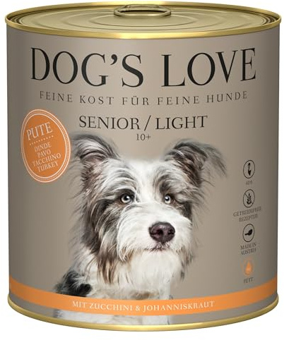 Dog's Love Senior Nassfutter für Hunde über 10 Jahre, 6 x 800 g (6 x Truthahn-Light)