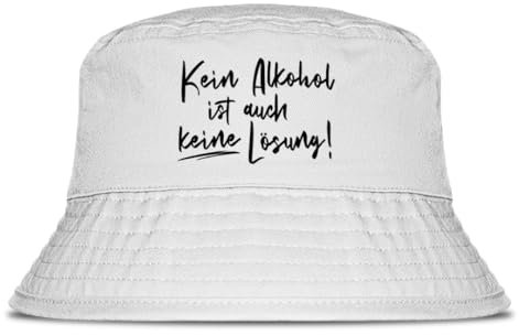 Prozente Momente Kein Alkohol ist auch Keine Lösung - Fischerhut | Anglerhut | Sonnenhut | Sommer | Malle | lustige Sprüche | OneSize | Malle | Urlaub | Weiß