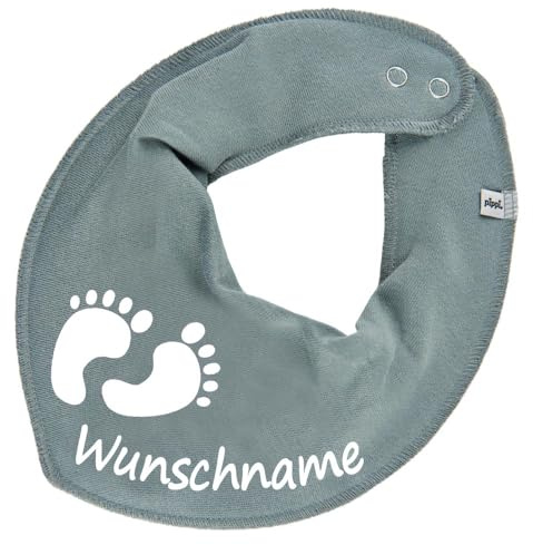 HALSTUCH mit Namen oder Text personalisiert für Baby oder Kind aus Baumwolle in Einheitsgröße Babyfüße