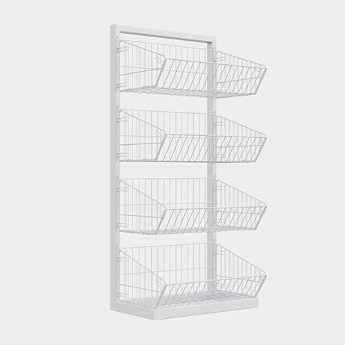 EXCLURA Snack Regal 4-stufiges Snack-Ständerregal für Den Supermarkteinzelhandel, Imbissstand Liefert Snackkorb, Freistehender Kartoffelchip-Snack-Organizer (Color : White)