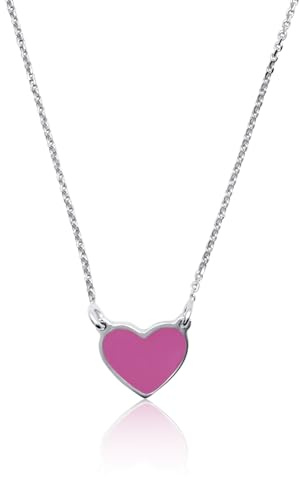 Aka Gioielli® - Collana con Ciondolo Cuore Colorato in Argento 925 Rodiato, Smaltato Dipinto a Mano, Regalo Donna e Ragazza
