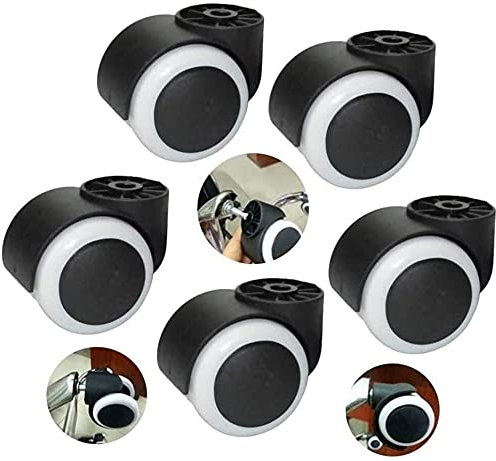 Lenkrollen, Universalrad, Lenkrollen, 50 mm, Drehstuhlrad, Lochdurchmesser 8 mm, stangenlose, stumme Bürostuhlrolle, 360-Grad-Lenkrollen für Wohnmöbel im Büro, 5 Stück