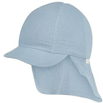 Sterntaler Schirmmütze Nacken Musselin - Unisex Mütze aus Baumwoll Musselin (Bio) - UV-Schutz 50+ Sonnenhut mit Nackenschutz - Baby- und Kinder Sommer Kopfbedeckung - mattgrün - mattgrün