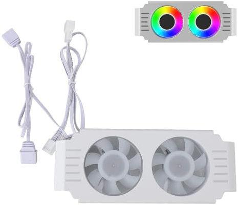Enfriador de Memoria, Disipador de Calor del Radiador RAM, Ventilador Dual PWM, DDR DDR2 DDR3 DDR4 DDR5,5V 3 Pines ARGB, para PC para Juegos (WHITE)