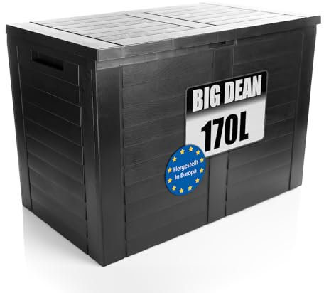BigDean Aufbewahrungsbox Garten 170L mit Stecksystem aus Kunststoff – Auflagenbox wasserdicht für outdoor geeignet – Kissenbox im kompakten Design & Made in Europe
