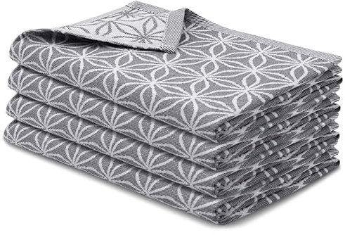 ZOLLNER 4er Set Geschirrtücher 100% Baumwolle, 50x70 cm, Grau