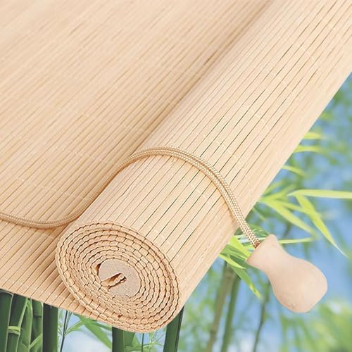 Sonnenschutz Bambusrollo Natürliche Bambus-Rollo Sichtschutz Römischer Vorhang Handgewebt Outdoor Lichtfilternde Raffrollo Jalousie,für Indoor Outdoor Türen Terrasse