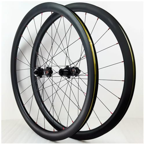 LPYDWZ 700C Kohlefaser Rennrad Laufradsatz, Center Lock Steckachse 38mm/50mm Scheibenbremse Abgedichtete Lager Rennrad Laufräder Nabe 1720g for 7–12 Gänge(QR 9 * 100mm/10 * 135mm,38MM)