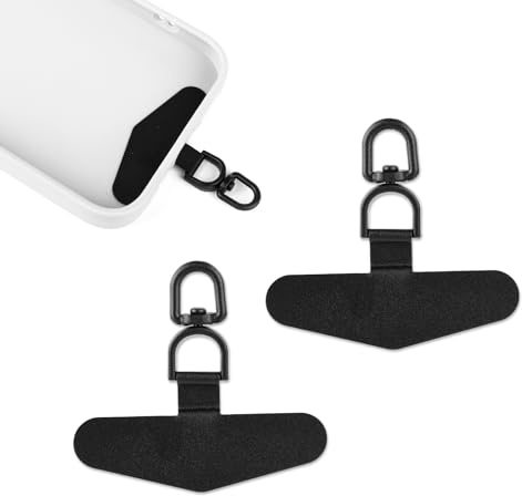 2 Stück Handy Lanyard Pads, Universell Telefon Patch, 360° Drehbar Befestigung für Telefon-Handschlaufe Metall Telefon-Lanyard-Lasche Kompatibel mit iPhone und Anderen Mobiltelefonen (Schwarz)