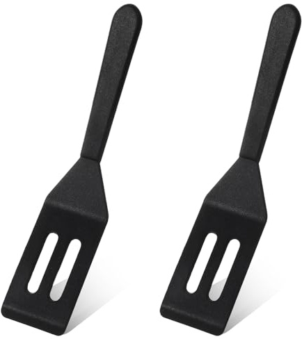 Wanmu 2Pcs Mini Spatula, Silicone Small Spatula for Kitchen Use, Heat-Resistant Thin Spatula for nonstick cookware, Brownies, Fried Eggs, Cakes, Lasagna or Cookie, Pie