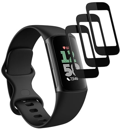 3 Pack for Fitbit Charge 5/Fitbit Charge 6 Screen Protector, 3D Full Coverage, Ultra Clear Protective Film, Bubble-Free, Touch Sensitive, Anti-Scratch