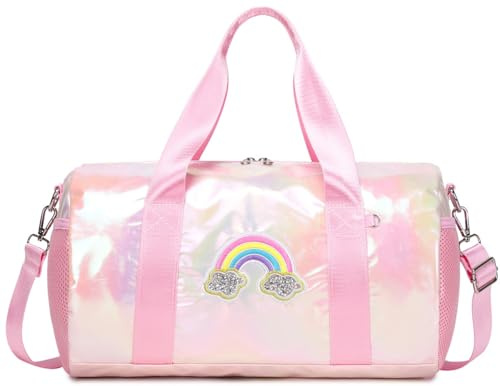 Jumpopack Balettväska Barn Sportväska Flickor Barnväska Barnhandväska Balettväska Dansväska med våtfack, Regnbåge rosa, 14 L*8.26 ‚H*8.26 ‘W/35.7*21*21cm