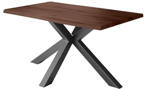 Loreno Esstisch - 160 cm x 85 cm – 4 cm MDF Tischplatte, Nussbaum-Optik – Spider Gestell – Schwarz - Perfekt für Esszimmer und Küche