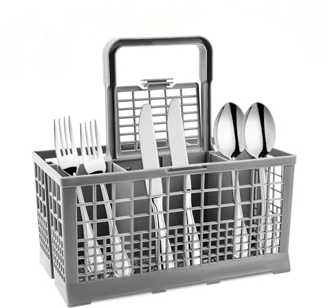 Vylyciy Panier Couvert Lave Vaisselle avec poignée de Transport Amovible, Universel Panier à Vaisselle réutilisable pour Lave-Vaisselle, 24 x 14 cm