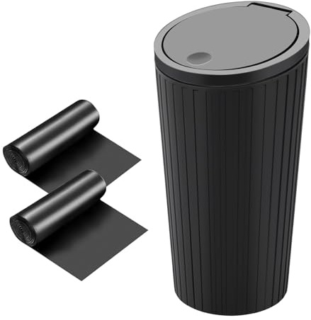 Aevorant Cubo de Basura para Coche con Tapa | Mini Papelera Impermeable para Portavasos y Puertas - Incluye 2 Rollos de Bolsas, Ideal como Accesorio Coche Interior y Gadget Viaje