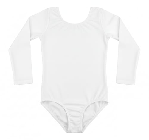 Genérico Maillot de Ballet y Gimnasia para Niña, Body Clásico Elástico de Manga Larga con Cuello Redondo, Ropa de Danza Profesional