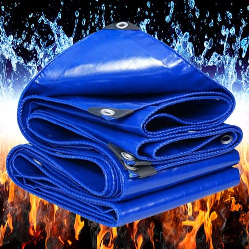 Telone Impermeabile per Esterno 520g/m² 1.5x2.5m Telo Occhiellato Rinforzato in pvc Copertura per Piscina Auto, Mobili da Giardino, Antipioggia e Antivento blu