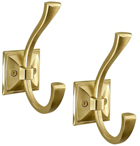 Yundoza 2 Pack Towel Hooks for Bathroom, Screw in Metal Door Hooks