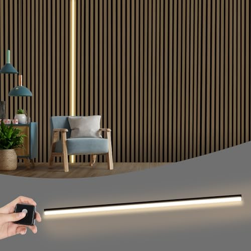 LED akustiska paneler, 2,4 meter, dimbar, LED-akustikpanel, dimbar, med touch-omkopplare för akustiska paneler, hylla, skåp, skärbar LED (1 st)