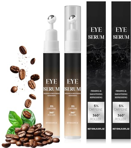 Koffein Augenserum Mit Hyaluronsäure – Intensive Augenpflege Im (2 × 15 Ml) – Feuchtigkeitsspendende Augencreme Mit 360° Massageball – Wirksame Augencreme Gegen Falten Und Augenringe