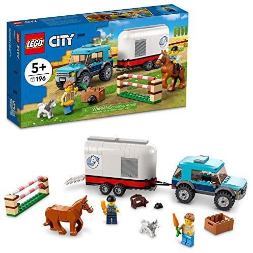 LEGO 60327 City Great Vehicles Horse Transporter Set, with SUV Toy Car, Trailer, Horse Figure and Jump, Gifts for Kids, Boys & Girls 5 Plus Years Old