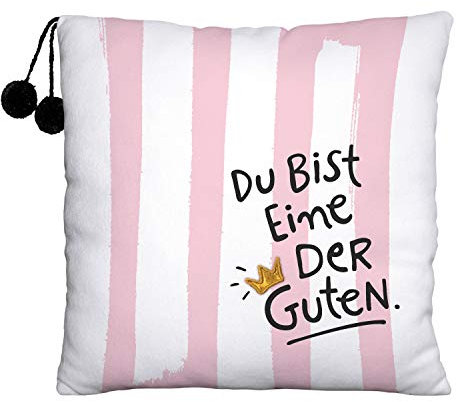 H:)PPY life Plüschkissen Motiv Eine der Guten | Zierkissen, 25 cm x 25 cm, 100% Polyester | Geschenk, beste Freundin, Dekoartikel | 45981