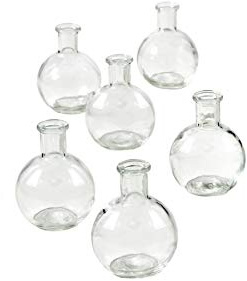 Serene Spaces Living Set of 6 Small Clear Ball Bud Vases, Transparent Glass Vases for Weddings, Events, Parties, Floral Centerpieces for Home Decor, Measures 4 Tall