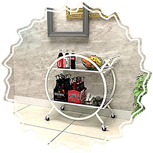 Mesa Camarera Carro De Servicio 2 Niveles Móvil Rueda De Goma Acero Inoxidable con Barandilla Cocina, Carga 30 Kg, 4 Colores (Color : White)