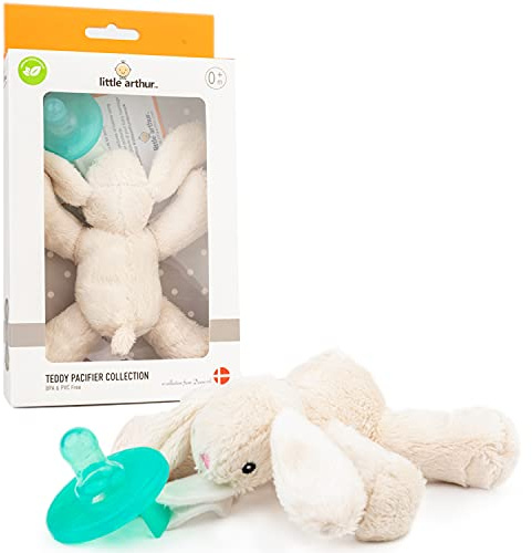 Little Arthur | Hase Kuscheltier mit Schnuller | Für Neugeborene ab 0-6 Monaten | abnehmbarer Babyschnuller aus medizinisch zertifiziertem Silikon | Geschenkidee zur Geburt | Hygienische Reinigung