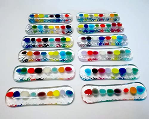 Lot de repose-baguettes transparent et points multicolore - verre fusionné - orignal - art de la table unique -pose couteau