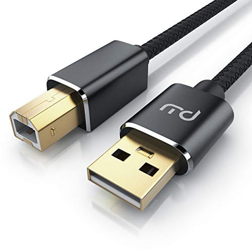 CSL - 1m USB Kabel Druckerkabel A-Stecker auf B-Stecker - Druckerkabel Scannerkabel – Metallstecker - schwarzer Nylonmantel - für Audio-Streaming, Sanner, DAC und Drucker – Premium Kabel