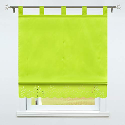 SCHOAL Raffrollo mit Schlaufen Raffgardine Modern Schlaufenrollo Gardinen Bändchenrollo Halbtransparent 1 Stück BxH 140x150cm Grün